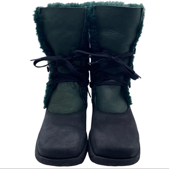 La Canadienne Green Leather Suede Shearling Winter Boot Size 6 - Picture 4 of 9